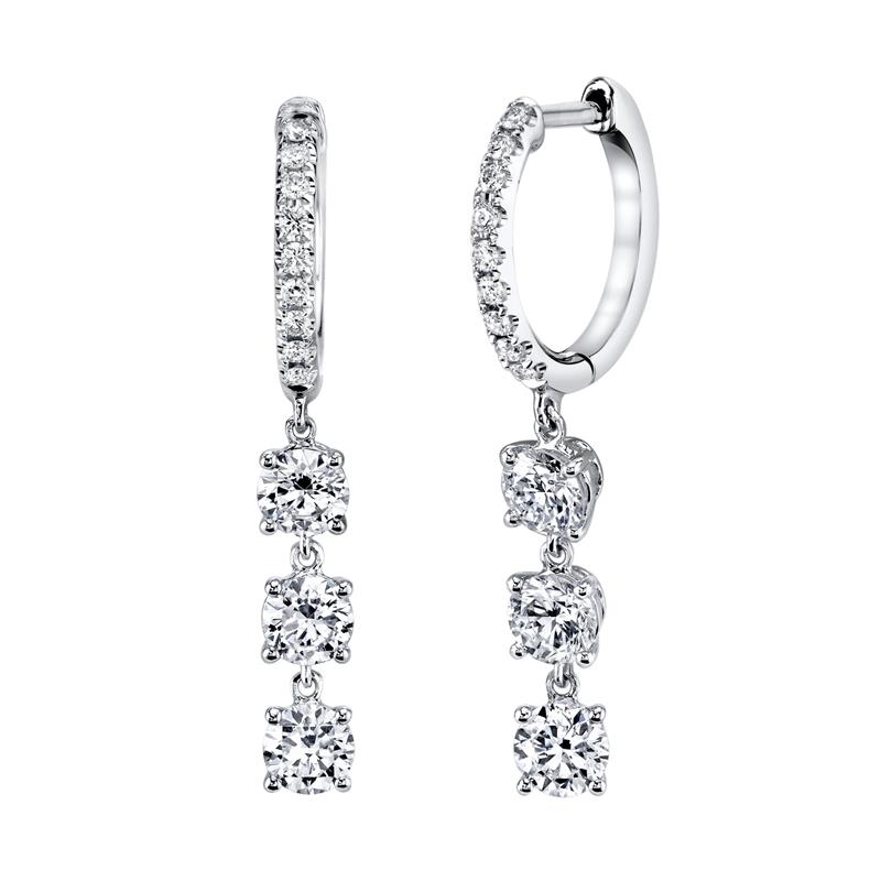 

Finefey S925 sterling silver round cubic long style dangle hoop earrings