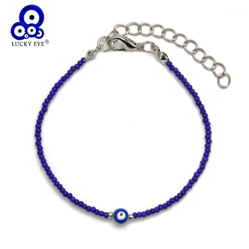 

Charm Bracelets Lucky Eye Miyuki Beads Bracelet Dropping Oil Blue Turkish Evil Adjustable Jewelry For Women Female Men EY66031