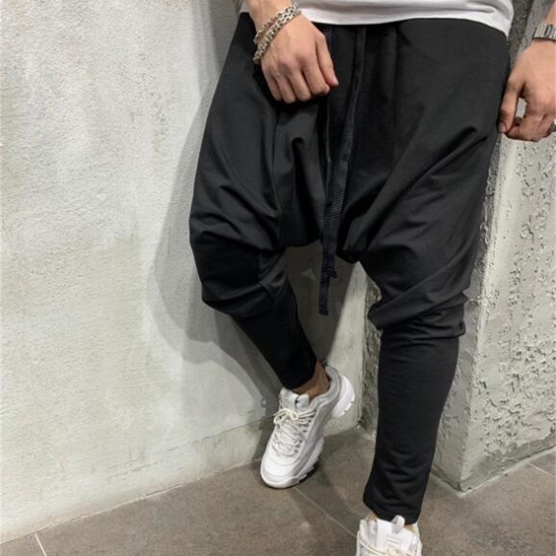 

2021 Men-pants Cross Mens Baggy Hip Hop Men's Joggers Streetwear Pants of Wide Legs Q649, Black