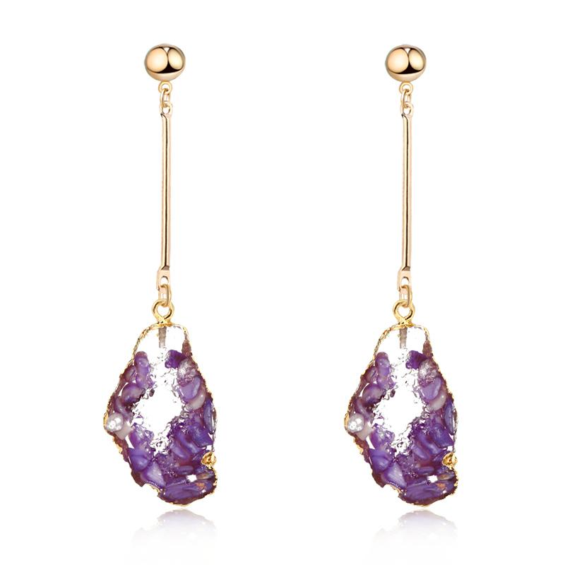 

Dayoff Europe Boho Resin Hollow Long Earrings Women Jewelry Handmade Irrgular Transparent Eardrop Gold Long Dangle Earrings E524