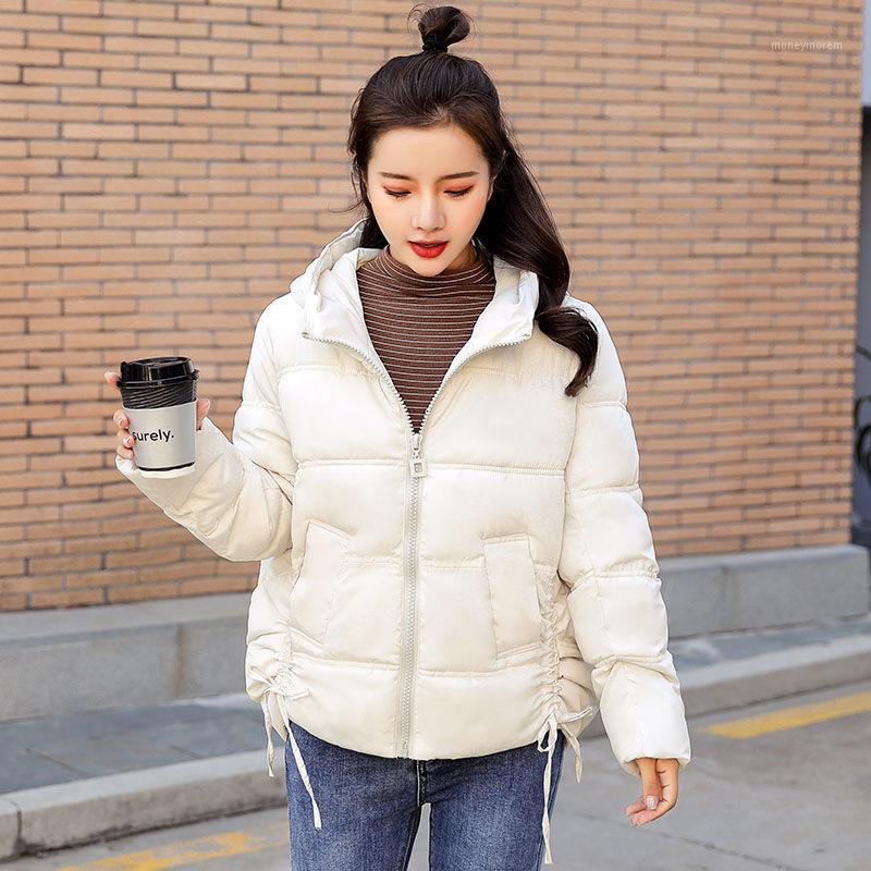 

2020 New Winter Women Solid Hooded Down Cotton Parkas Thick Lace Up Bow Female Warm Elegant Coat Korean Oversize Jacket A951, Red