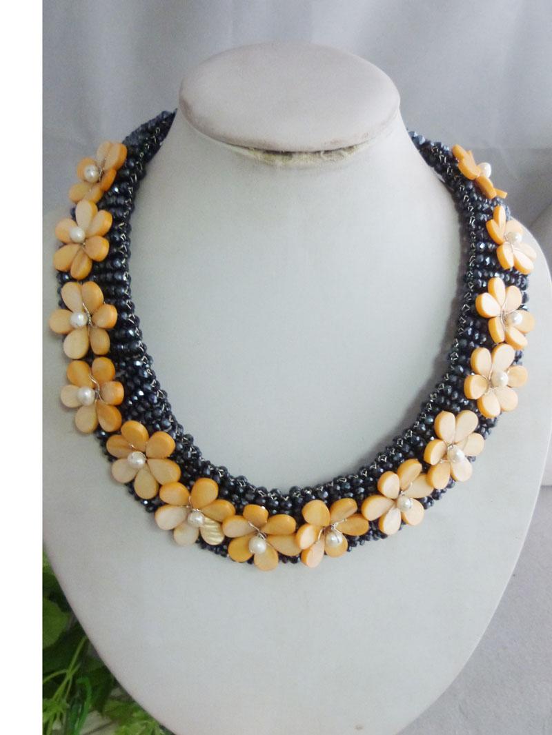 

Crystal Necklace Wedding Gift Bridesmaid Necklace,Small Shell Flowers 20