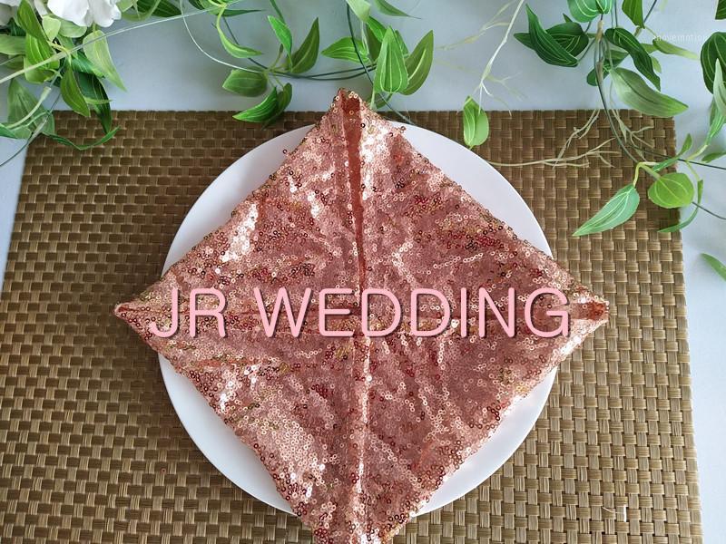 

100PCS 45cm*45cm Square Rose Gold Sequin Banquet Table Napkin1