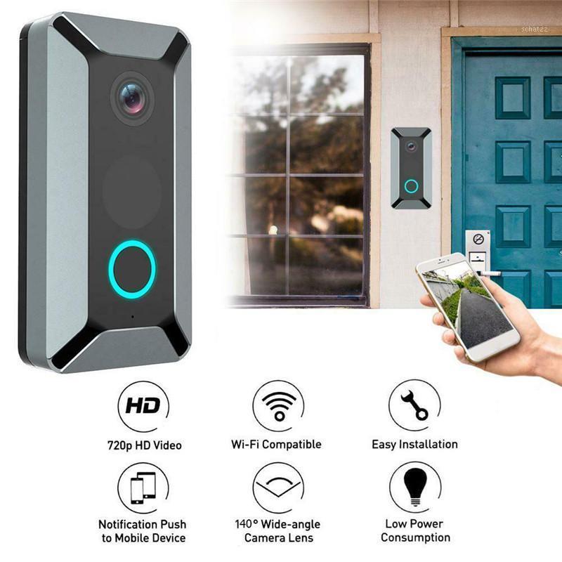 

Smart Wireless Doorbell 140° Wide-angle Lens WiFi Video Doorbell Intercom Night Vision Home Security Door Bell 4D111