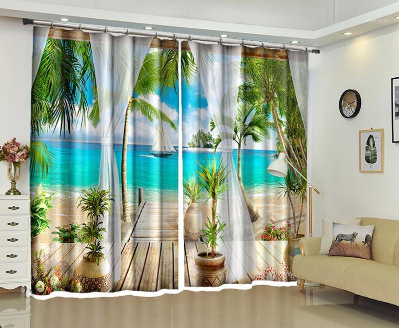 

Blue Sea photo Luxury 3D Curtains For Living room Bedroom Curtains Hotel Office Drapes Cortinas pasa sala Dormitorio Rideaux1