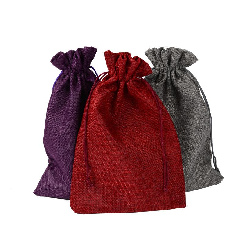 

50pcs Burlap rope pocket 20x30 pure colored linen knife fork bag jewelry gift packaging storage bags pouch household