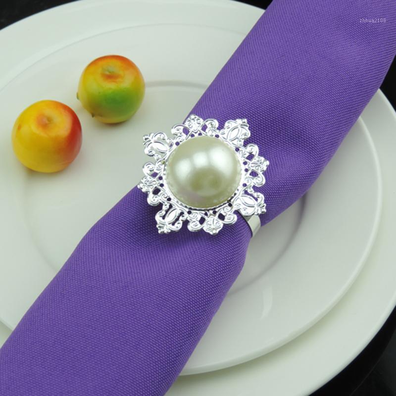 

Wholesale- Wedding decoration hotel napkin rings silver white 100pcs festival party decoration supplies 290241