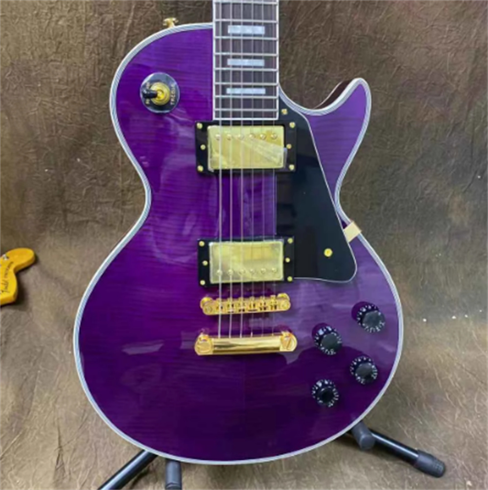 

Purple Flamed Maple Top Gold Hardware LP Custom Electric Guitars guitarra