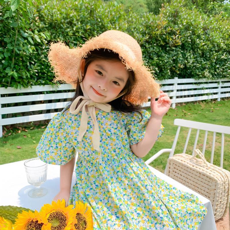 

2020 Summer New Arrival Girls Fashion Floral Dress Kids Cotton Dress Girls Dresses1, Green