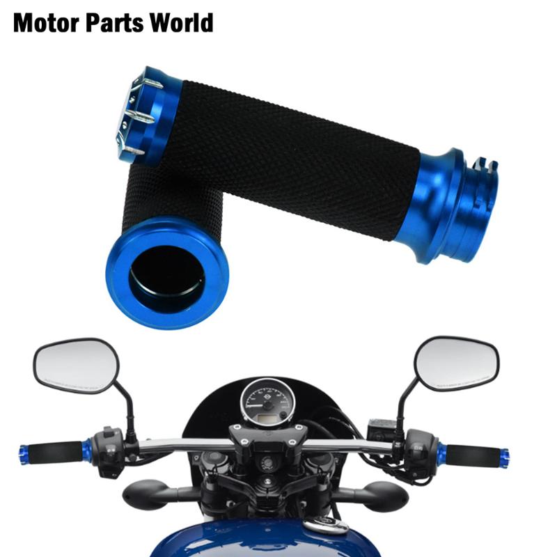 

Motorcycle Blue CNC 1''25mm Handlebar Hand Grip Rubber Handle Grips For Touring Street Glide Dyna Sportster XL Softail