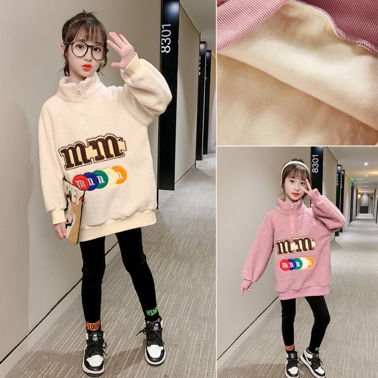 

Girl warm hair sweater sweater autumn winter 2020 new Korean version of the children's trendy foreign clothes tide, Blue