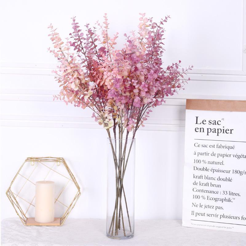 

81cm Artificial fake plants eucalyptus leaves Simulation plant round leaf money leaf wedding home decoration accessories1, Pink
