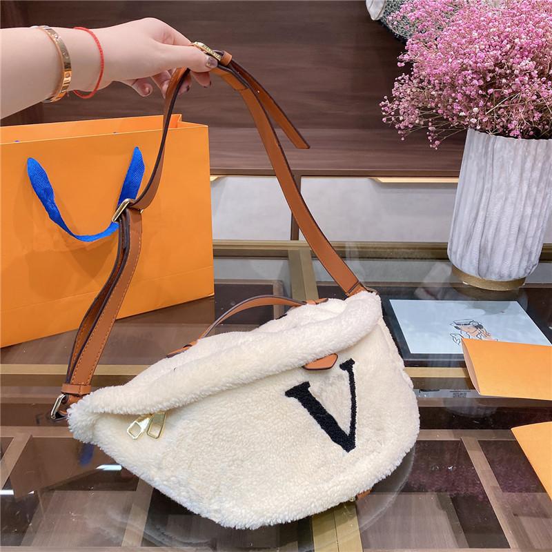 

Waist Bags Designers Letter embroidery Furry Crossbody Fashion Women Mens Bum Fanny Pack Fleece Chestpack Shoulder bag Soft Touch Belt Bag, Brown