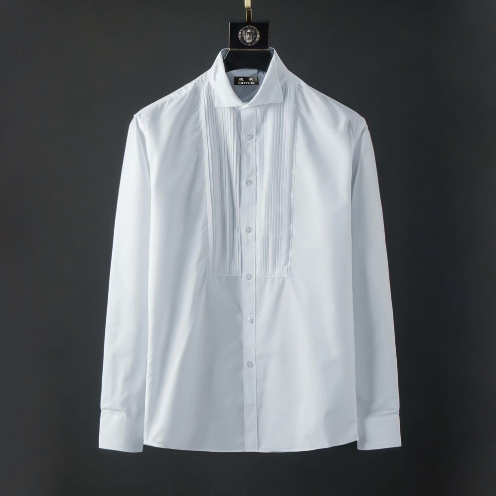 

100% Cotton Solid Dress Shirt Men High Quality Slim Fit Casual Shirts Clothing Dy2131 Tcre, White