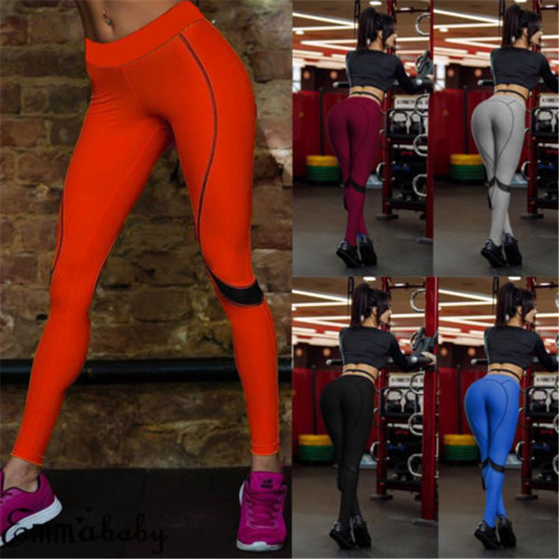 

Sexy Solid Slim Leggings Women Fitness Workout Legging Elastic High Waist Pencil Long Pants Ladies Yoga Leggings Sports Trousers, Black
