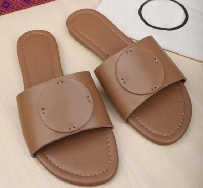 

Top Quality Designer-tent leather Mules Slippers Ladies Sandals size 35-41 Summer Beach Shoes TB Slippers free shipping