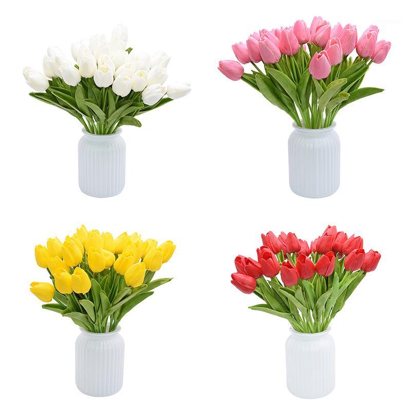 

10Pcs Artificial PU Tulip Flower Bride Bouquet for Wedding Decoration Flowers Home Garden Decor Fake Flower1, B10