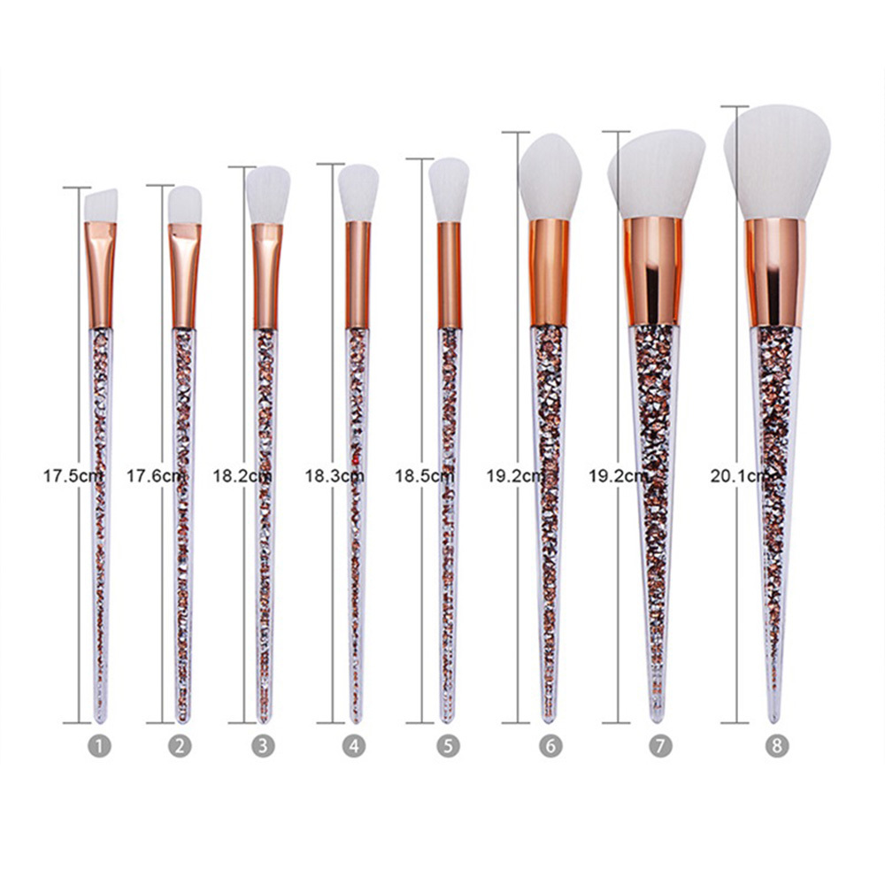 

SEXYSHEEP 8 Pcs Glitter Diamond Crystal Handle Makeup Brushes Set Powder Foundation Eyebrow Face Make Up Brush Cosmetic Foundati 2