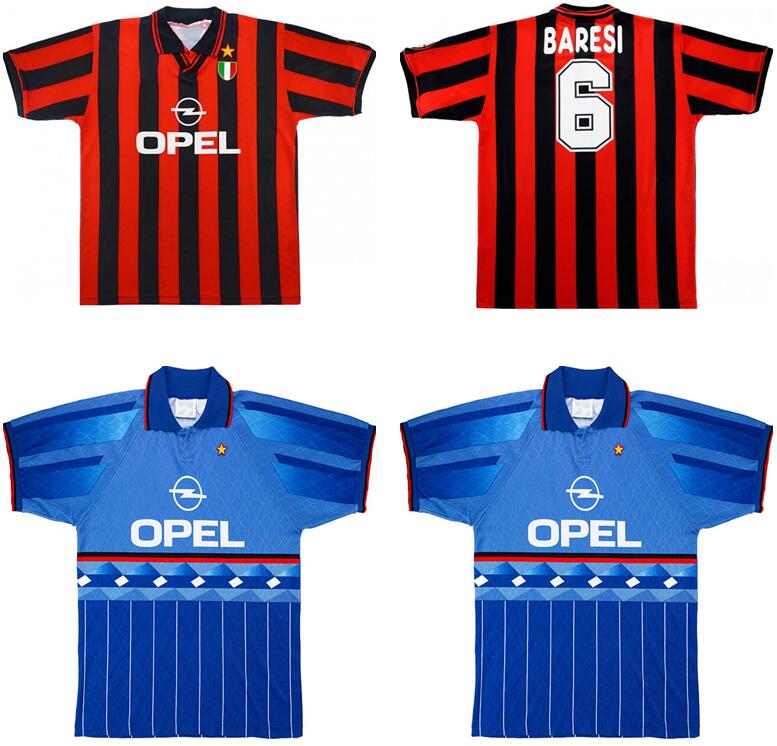 

1995 1996 1997 Baggio Weah Boban retro soccer jersey 95 96 97 Maldini Di Canio SAVICEVIC BARESI vintage classic football shirtDHBNSZ B, 96 97 home serie a jersey