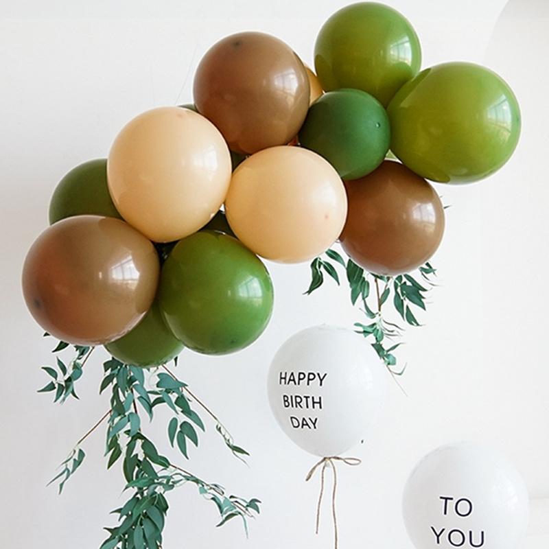 

Retro Olive green coffee apricot balloons Baby Birthday party Printed Birthday to you latex Decor Kids Balloon Wedding globos