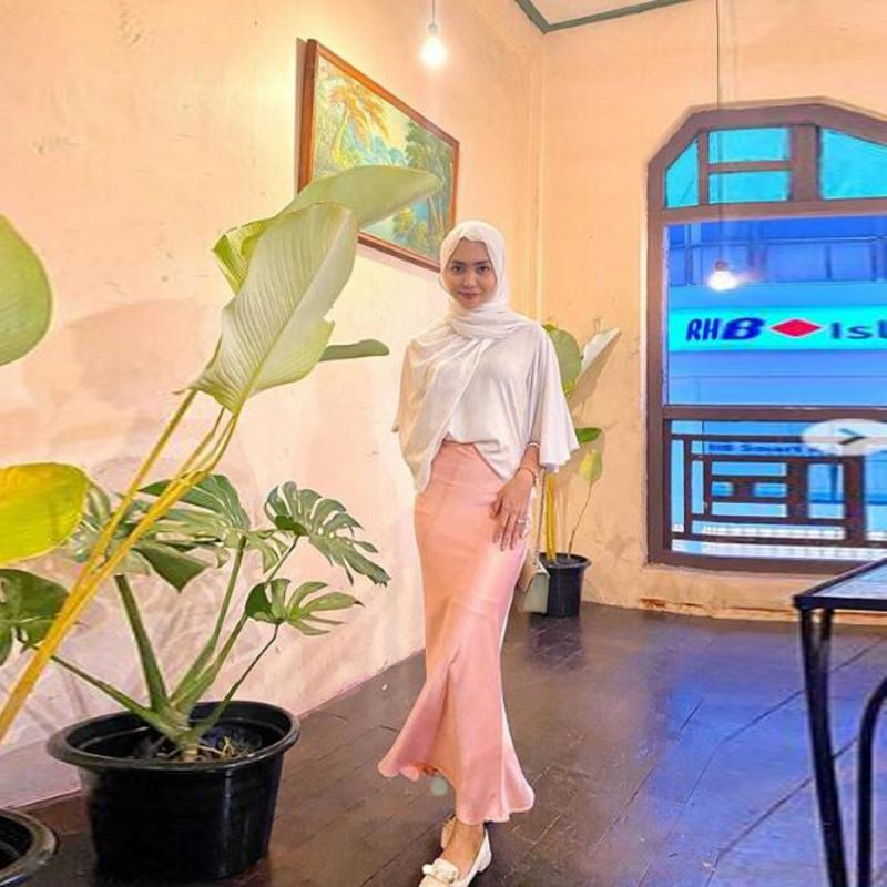 

Saudi Arabia Pink Satin Skirt Saia Mujer Faldas Ankle Length Mermaid Office Lady Skirt Custom Made Women Party Formal Wear, Gold