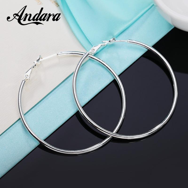 

Fashion 925 Sterling Silver Earrings Glossy Bbig Earrings For Women Charm Jewelry Gifts