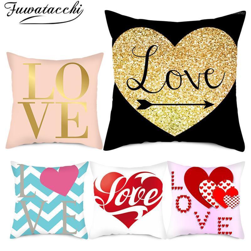 

Fuwatacchi Love Pattern Cushion Cover Colorful Pillow Cover Printed Throw Pillowcase for Home Sofa Decor Valentines Day Gift1, Fpc001554