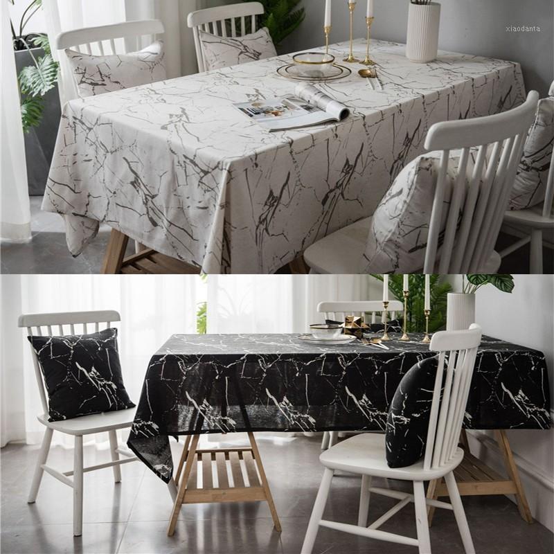 

Nordic Marble Printed Tablecloth Rectangular Waterproof Tablecloth Cotton Linen Kitchen Dining Table Cover Home Decor Textile1, White