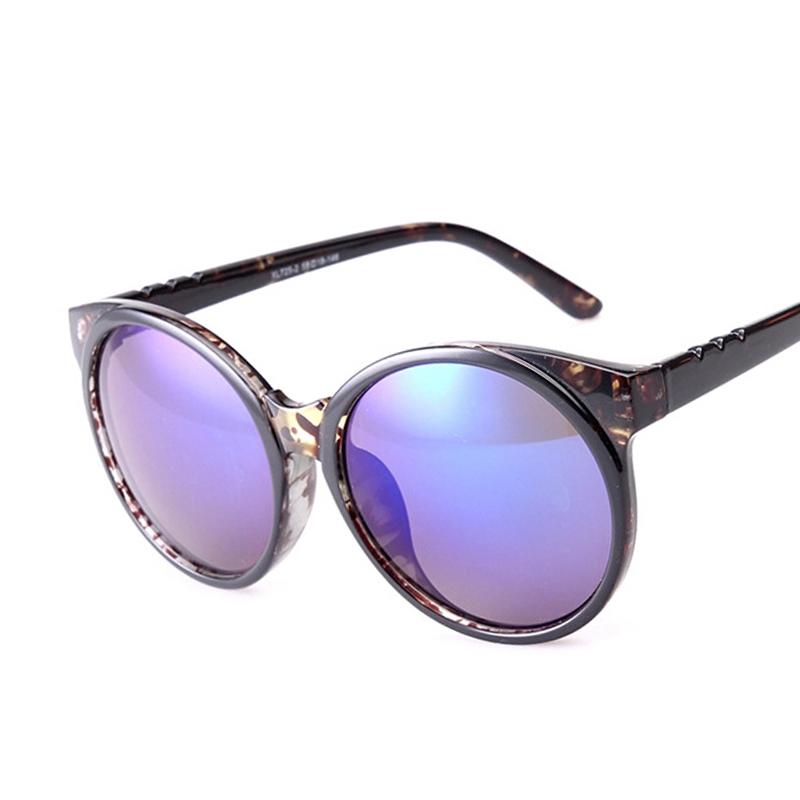 

New Sexy Sunglasses Women Vintage Leopard Sun Glasses Retro Large Frame Round Reflective Cat Eye Glasses Gafas