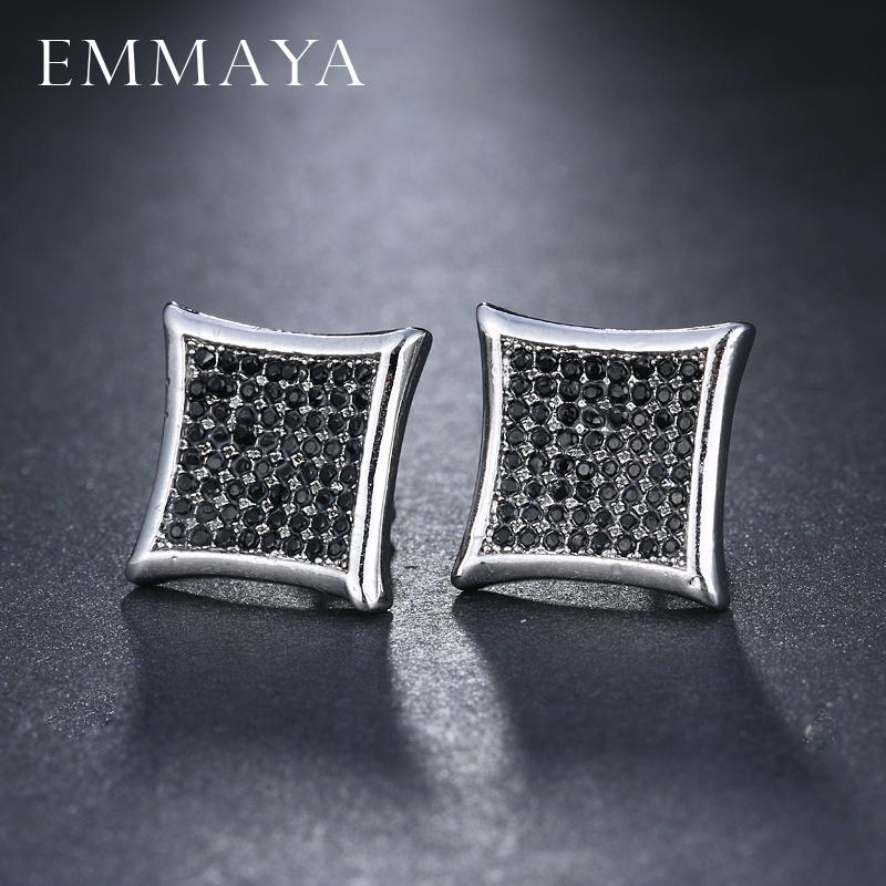 

EMMAYA Square + Copper CZ Zircon Earrings For Women Silver Color Ear Accessories Wedding Bridal Aretes Joyas