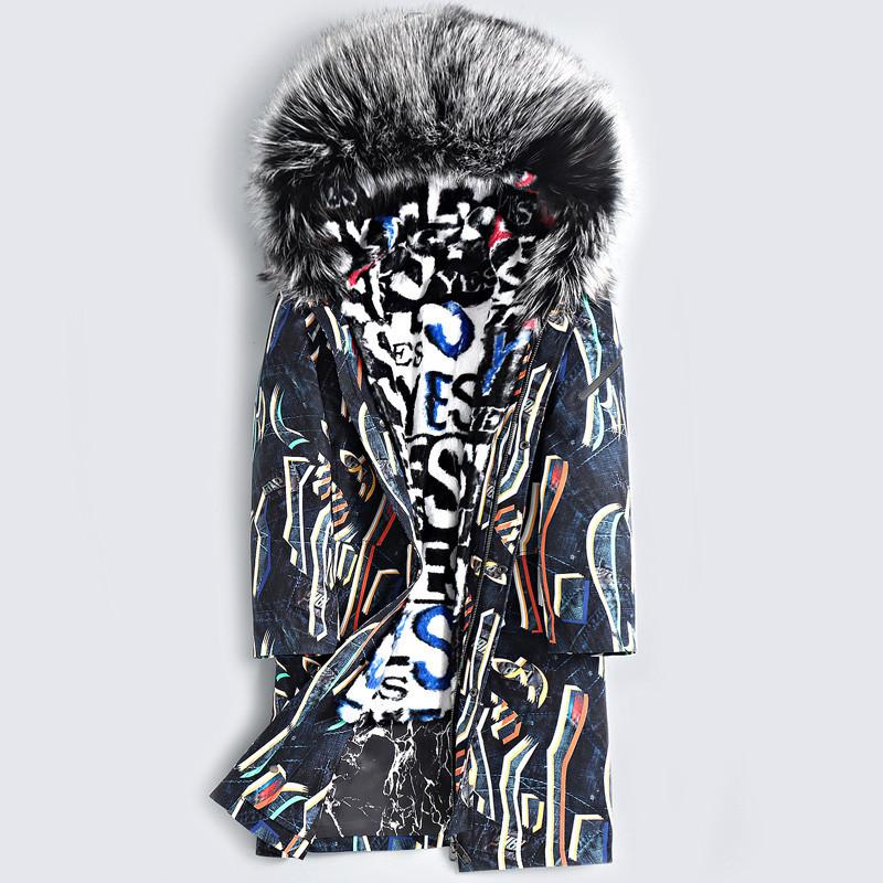 

Rex Coat Korean Collar Winter Jacket Men Real Fur Parka Streetwear Casaco 3678 YY1154, As the picture