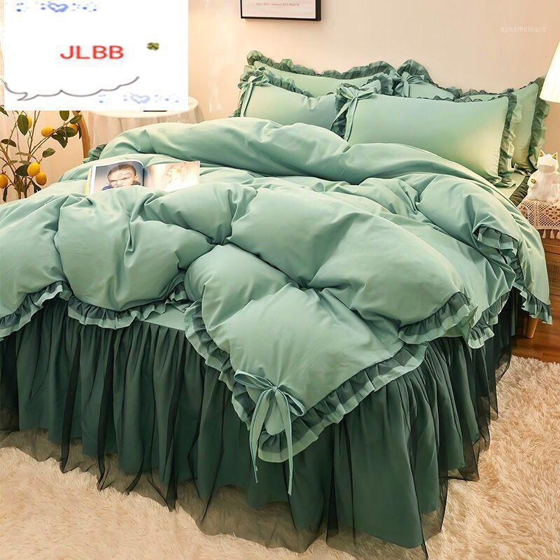 

2021 New Solid Color bedding sets Home Bedding Set 4pcs High Quality Quilt Cover Cotton Bed Sheet With Pillowcase1, 2 pcs pillow