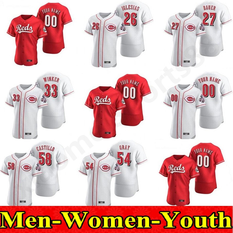 

2020 Men Women kids Reds Pedro Strop Jersey Amir Garrett Scott Schebler Anthony DeSclafani Ken Griffey Jr. Eugenio Suarez Baseball Jerseys, As shown in illustration