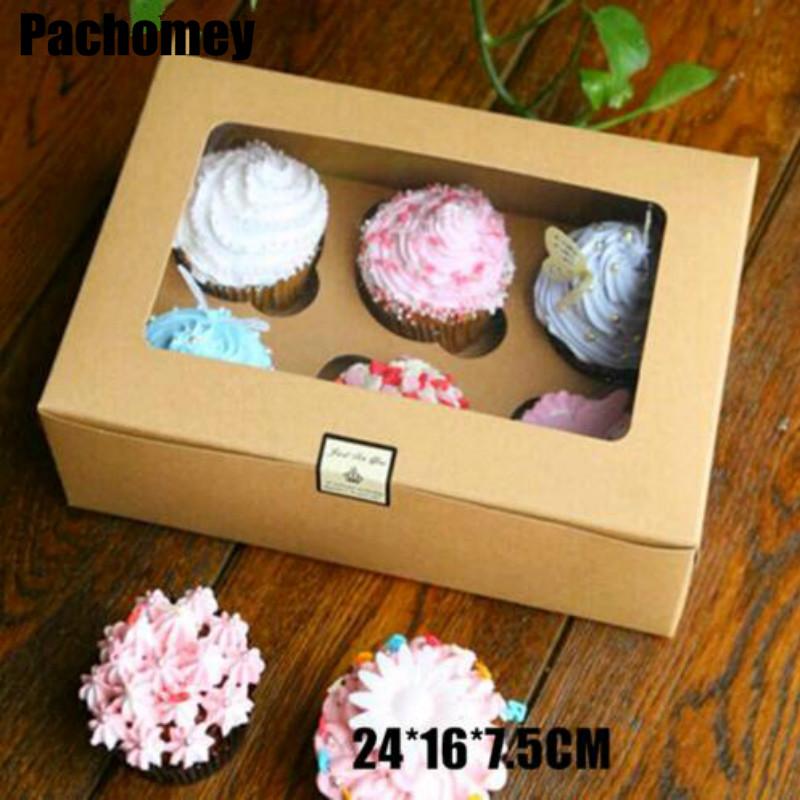 

Wholesale 24*16*7.5cm Kraft Paper Box Biscuit Crafts 10pcs/lot Caixa Macaron Packaging Cookie Cake Box Muffin Biscuits PP369