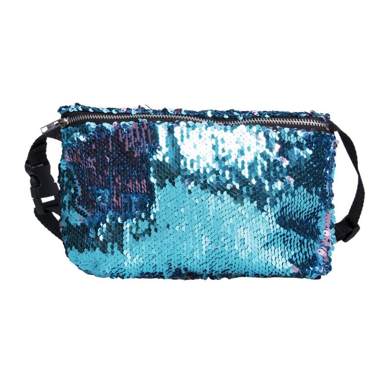 

2020 New Fashion Women Waist Packs Reversible Sequin Glitter Waist Fanny Pack Belt Bum Bag Pouch Sequined Solid Packs, Black