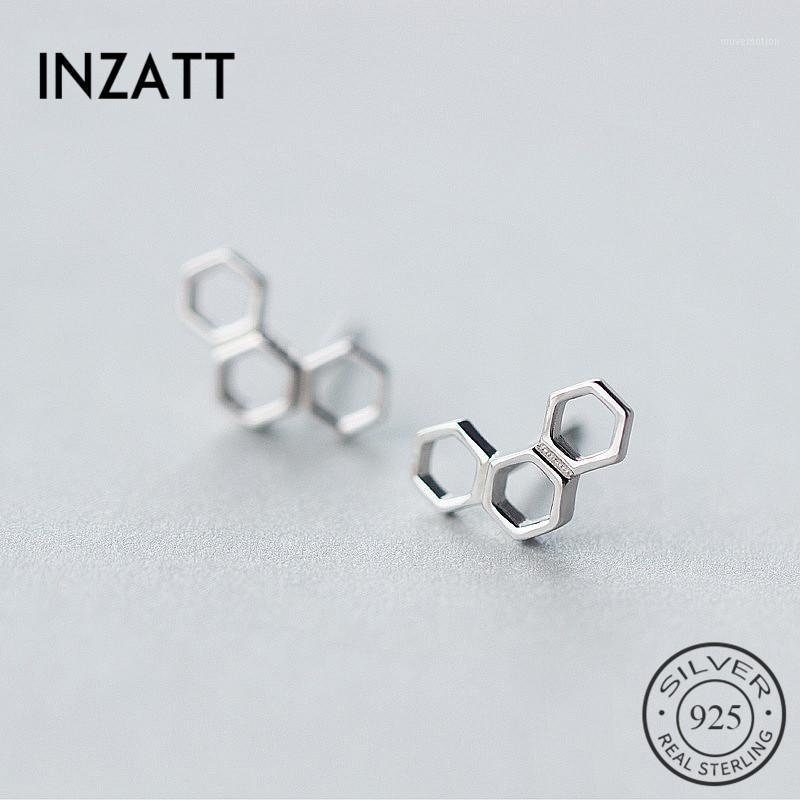 

INZAGeometric Polygonal 925 Sterling Silver Stud Earrings 2020 Women's Accessories Fashion Jewelry Minimalist Gift Summer1