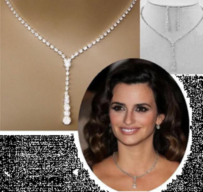 

Earrings & Necklace 2022 Europe And The United States Simple Bride Rhinestone Ear Pin Set Wedding Jewelry Wholesale For Women, Silver