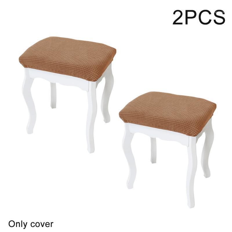 

2pcs European Style Washable Protector Stool Cover Home Decor Checked Jacquard Slipcover Elastic Furniture Chair Seat Stretch1