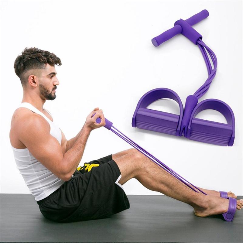 

Multifunctional 4 Tubes Latex Foot Elastic Pull Rope expander muscle fitness workout Pedal Sports Equipment Resistance Bands