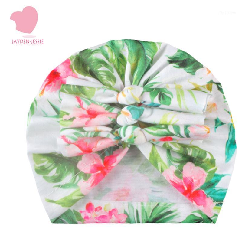 

2020 fashion spring and summer printing children's pullover hat fold knotted printing endless baby hat kids hair accessories1