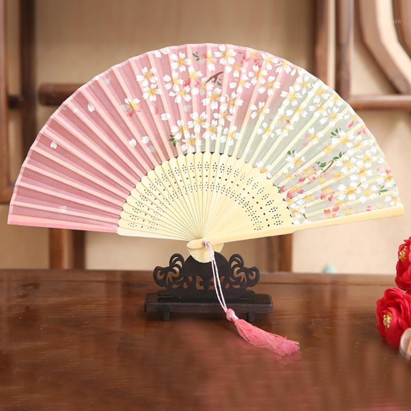 

Women Vintage Folding Fan Handheld Holding Party Wall With Tassel Summer Chinese Style Handmade Decoration Wedding Bamboo Gift1