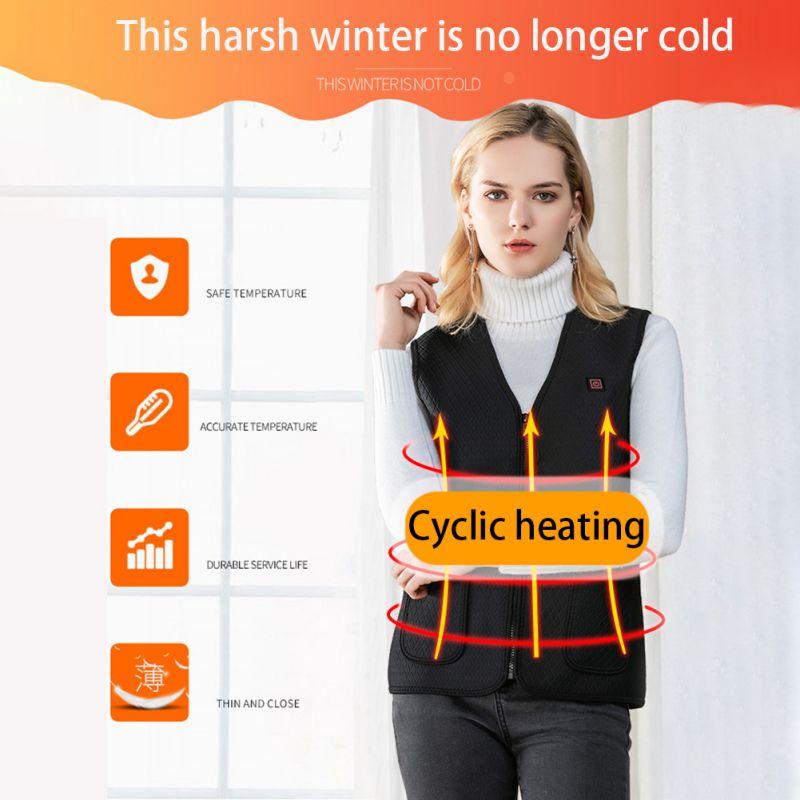 

Jacket Vest Heating Gilet Waistcoat Battery-Powered Smart Charging Zipper Waterproof Washable Winter Warm Vest 3 Gears -3XL W1, Black
