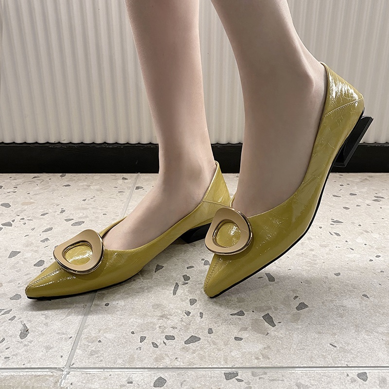 

2020 Female 2021-spring Genuine Leather Pointed Toe-down Working Shoes Casual Women Pumps -40 Tg2e, Yellow