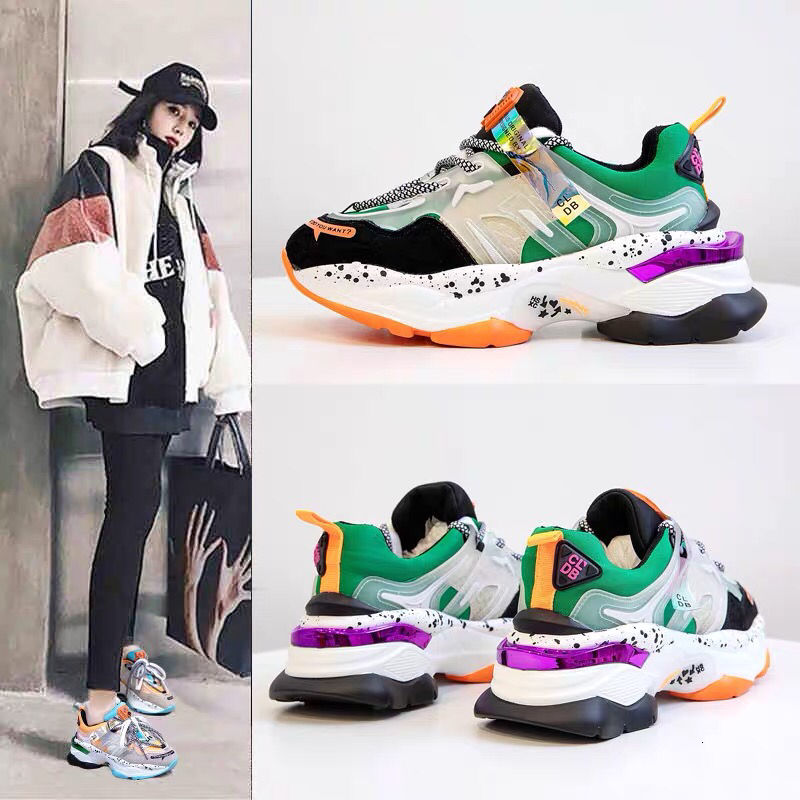 

2021 Women's Sports Size Natural Plus Transparent Material Father's Fall Bombs Shoes POXI, Orange.