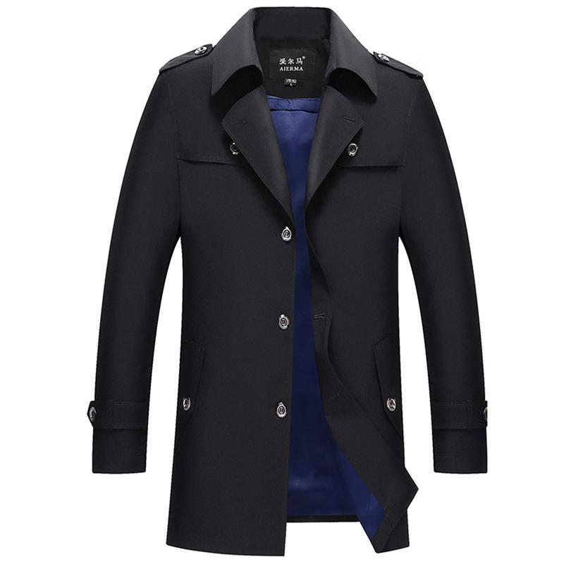 

Trench Coat For Men Uniform Uniform Jacket Men Winter Coat Autumn Windbreakers Single Breasted Brand Trench Clothing, Black 2179