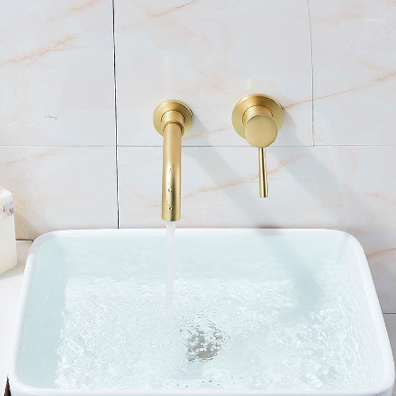 

Brushed Gold Basin Faucet Concealed Wall M1