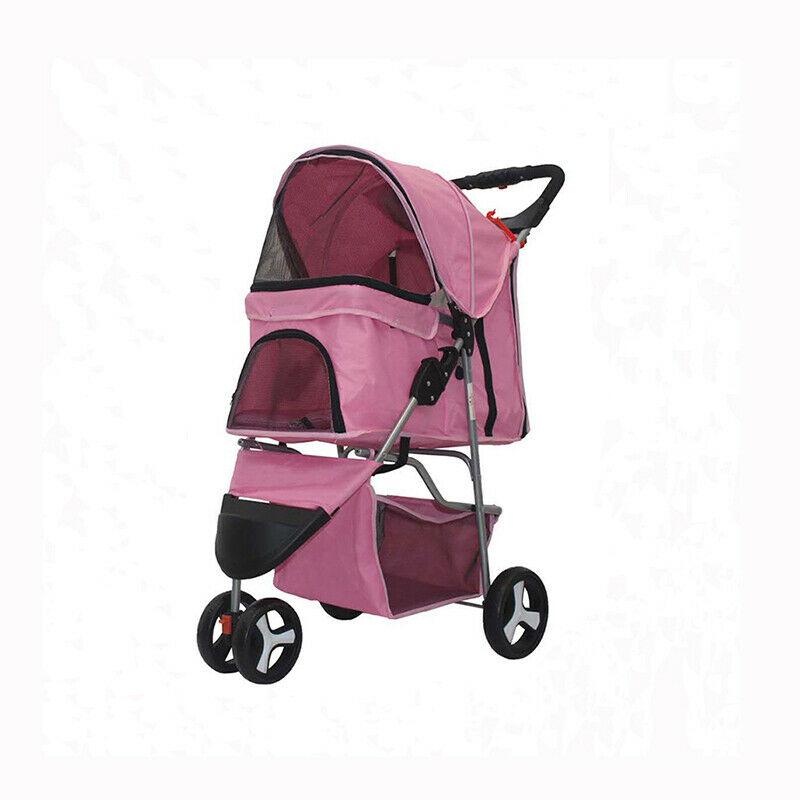 

Pet Stroller Cat Dog 3 Wheel Jog Folding Lightweight Travel Breathable Carrier