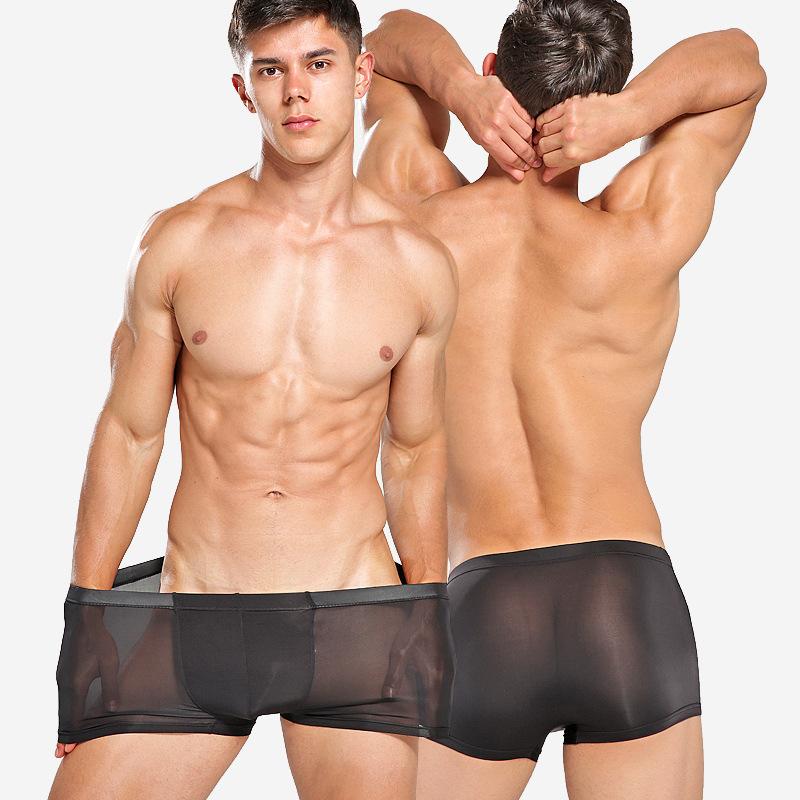 

Silk Korean men's personality pure color ultra-thin ice silk underwear fashion mid-waist comfortable summer boxer briefs