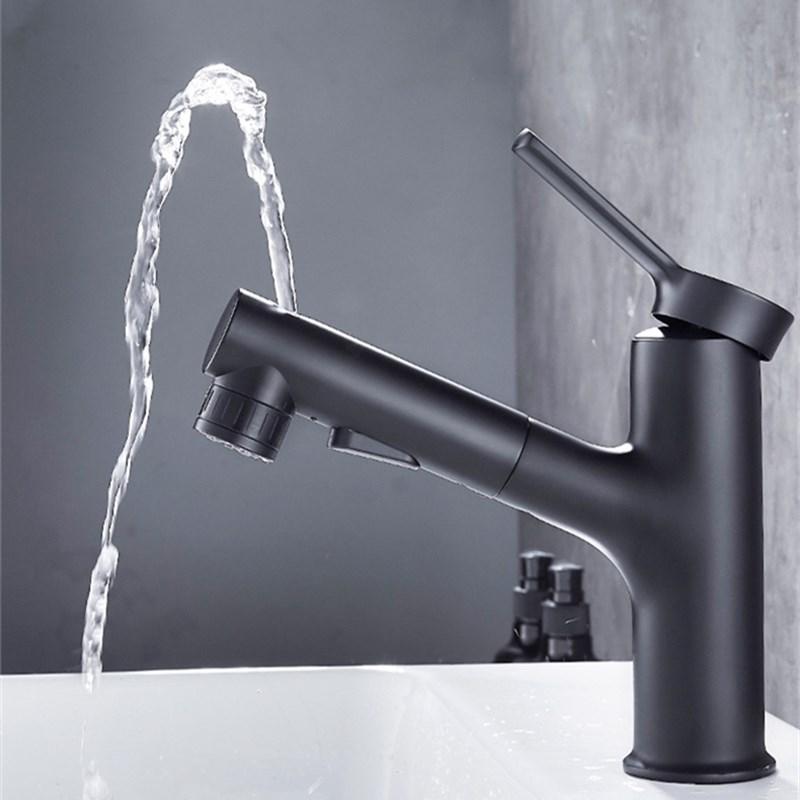 

New 2 Colors Pull-out Basin Faucet Bathroom Cold Hot regulation Faucet Mixer Two modes of mouthwash mode Water