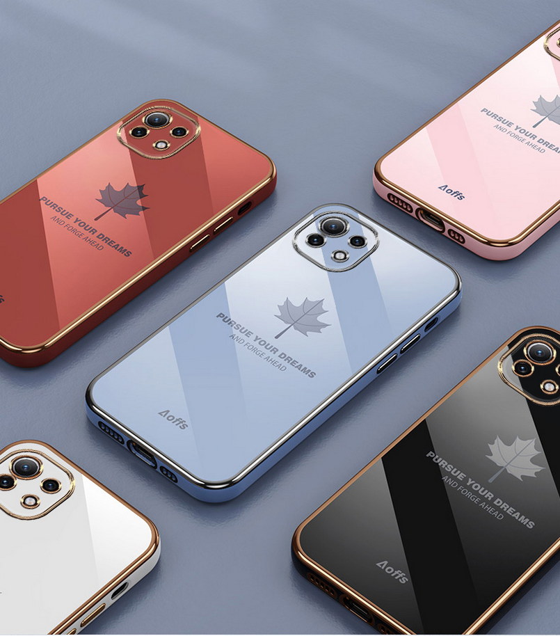 

Shockproof Phone Cases For Xiaomi Mi 13Pro 13 12 12Pro 12X 12T 11T Pro 11 11Lite 11i Poco M4 M3 Pro 5G X3 GT NFC F3 Luxury Plating Maple leaf Soft Cover, Blue